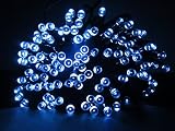 LED ソーラー イルミネーション 太陽発電 200球 点灯2パターン 防雨 屋外 クリスマス イルミ 自動ON/OFF (ホワイトブルー)