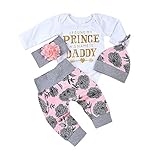 (プタス)Putars ベビー服 子供服 ロンパース 上下セット 女の子 長袖 花柄 daddy is my prince 帽子付き 可愛い 秋 冬 新生児 歩行服 出産お祝い 記念日 プレゼント 0