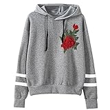 レディーストップス Dafanet パーカー トレーナー スウェットパーカー レディース メンズ 男女兼用 プルオーバー 長袖 無地 韓国風 通勤 カジュアル シンプル 刺繍 ローズ プリント フード