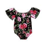 赤ちゃん女の子ロンパースオフ肩花ボディスーツRuffle Sunsuit PlaysuitボタンOutfit カラー: ピンク