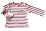 yuga☆ボーダー・Tシャツ ピンク 90cm オーガニックコットン100% ベビー 服 男の子 女の子 兼用 トップス Tシャツ 長袖 ロンT 出産祝い プレゼント 綿100%