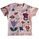 鳥 Tシャツ 名入れ 手描き (80, ピンク)