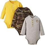 カーターズ carter's baby line 長袖ロンパース3点セット 6ヶ月 黄色 グレー 迷彩柄 綿 111A362 【並行輸入品】