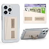 [Garkeifafa] スマホスタンド カードケースウォレットスタンドiPhone Xperia Galaxy HUAWEI AQUOSカード収納 卓上 携帯スタンド薄型軽量 (Beige)
