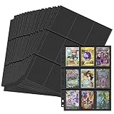 SENUNトレカ ファイル カードファイル 2穴・3穴・4・11穴対応 9ポケット カードシート ポケモン、遊戯王と他のカードを集める 7x9cm 両面18ポケット カードファイル バインダー 50枚入り 黒＆透明【900枚カード収納でき】