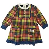 【秋冬物】 chocola(ショコラ) 布帛×ガーゼ天竺格子柄長袖ワンピース 110cm /イエロー系 NO.CH-1511-53031