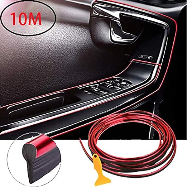 車カラーモール インテリアスリムモール 内装 デザイン モール 隙間 エッジ 製とは違う レッドモール 極細 5m 2巻入 赤 モール 車 バイク Amazon