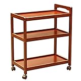 HAIZHEN 木製キッチン用ストレージトロリー3段キッチンシェルフ、ホイールラック、バスルームラック、L45xW38xH77cm