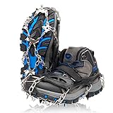 ZAFIELD アイゼン スパイク 19本爪 登山 雪山 トレッキング 簡単装着 収納袋付き 男女兼用 (ブラック, L（25.5～28.0cm）)