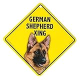 GERMAN SHEPHERD XING ラミネートサイン：ジャーマンシェパード 横断 注意 Made in U.S.A [並行輸入品]