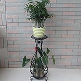 ヨーロッパのダブルシェルフ鍛鉄のリビングルームのフロア多層棚のバルコニーポットラック屋外の植物のディスプレイスタンド (色 : B)