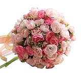 【SWEET PINK]美しい人工花ウェディングブーケ花嫁ブライダルブーケ