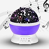 Baby Nurseryナイトライト音楽付き、kokome USB充電式4モードLED Constellation子供キッズおもちゃ回転照明Romantic Mood Cosmos Universe 