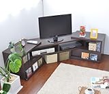 伸縮 テレビボード レイアウト自由、テレビ台 収納家具 ローボード TVラック CD 本 小物 収納 ブラウン