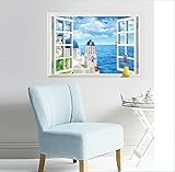 ZooArts 鴎 偽の窓 景色 エーゲ海の風景 取り外し可能な ウォールステッカー 壁デカール 壁紙