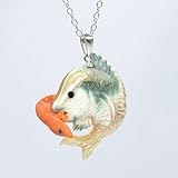 【海老で鯛を釣る】 エビ & タイ ペンダント 桃色珊瑚 & 夜光貝