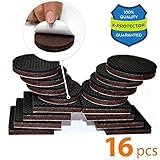 滑り止め用ダブルプレミアム家具パッド16個セット 2インチ粘着式ラバー製家具用フィート 丈夫な正方形および円形フェルト - 床の保護と家具の固定に最適