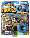 Hot Wheels モンスタートラック 1:64スケール メガレックス 28/75 クラッシャブルカー グレー ブルーホイール付き