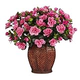 美しいシルクAzaleasで花瓶