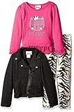 Little Lass Little Girls' Toddler 3 Piece Jacket Set Zebra Black/Pink 4T [並行輸入品]