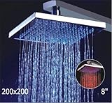 8-インチnoバッテリー3カラーLED真鍮温度Sensitive Rainfallバスルームシャワーヘッド、クローム仕上げys-1700