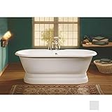 Cheviot 2121-wwホワイト/ホワイトRegal Cast Iron Bathtub With Pedestalベースと連続Rolled Rim – No蛇口穴