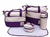 5pcs Baby Nappy Changing Bags Set in Purple by just4baby