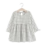 Mayababy 女の子 長袖 ワンピース 黒x白ギンガムチェック フレア ベビー服 かわいい 通園 通学 キッズ 子供服 ガールズ ドレス シンプル お出かけ用七分袖 フランネルシャツワンピース (