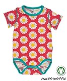 北欧ベビー服 Daisy Coral 半袖 ロンパース 肌着 ボディスーツ 3-9ヶ月/9-18ヶ月 Maxomorra マクソモーラ (80cm)