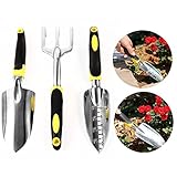 Itian ガーデニング 園芸 用品 防錆アルミニウム ガーデニング作業・室内菜園・盆栽・小型鉢植えなどに 移植鏝・移植スコップ・熊手3セット