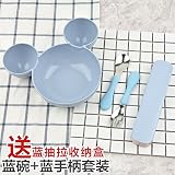Xing Lin子供のカトラリーセット熱保存ボウルステンレススチール1 – 2 - 3 year old baby boy学習Eatingトレーニングテーブルウェアとボウルスプーンスーツ、ブルーボウル