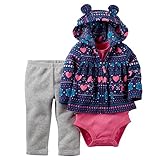 カーターズ Carter's ロンパース ボディスーツ カーディガン パンツ 3点セット 足つき 女の子 秋冬 3-Piece Cardigan Set 3M (55-61cm) [並行輸入品]