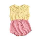 Karchi　 幼児 ベビー用 ロンパース　赤ちゃん0歳　1歳　女の子人気 　2017 肌着 　新生児 赤ちゃん少女 可愛いニット (100, 黄色い)