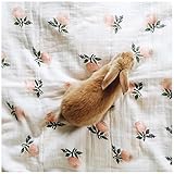 ベビー 大判 バスタオル 6重ガーゼ モスリンコットン 赤ちゃん ブランケット 柔らかく 毛布 花柄 北欧 INS 人気 撮影小物 出産祝い プレゼント120x120cm (バラ)