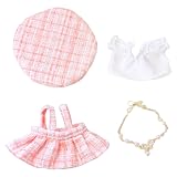 niannyyhouse　10cm~15cm ぬいぐるみ 服　帽子　白シャツ　スカート　付属品　綿人形　着せ替え (Pink)