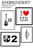 U2 Joshua tree Features Bono The Edge Adam Clayton and Larry Mullen U2 rock band black ns white color wall art home decor Embroidery handmade design Art ... pattern Gift for him (English Edition)