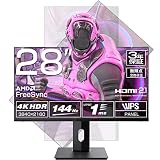 28インチ ゲーミングモニター HDMI2.1対応 4K モニター DP1.4/144Hz/MPRT対応 Free-Sync VRR フリッカーフリー ブルーライトカット ノングレア ベゼルレスフレーム 壁掛け対応