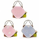 HUHU ガーゼ ハンカチ コットン 柔らかい 可愛い ベビー お得3枚セット (みずたま)