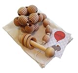 Intuitoys Montessori Inspired All Natural Wooden Baby Rattle Variety Set of 3 Rattles (Handmade in U