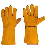 Keepjoy 電気溶接作業用の手袋 革製　五本指 ガーデンニング、溶接、BBQなどに大活躍 熱や磨耗に強いグローブ