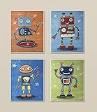 Mechanical友達、ロボット保育園アートプリント 8x10"
