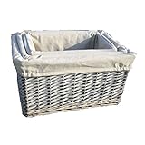 Set of 3 Provence Linedウィッカーストレージバスケット