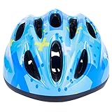 子供ヘルメット 自転車 子供用 キッズヘルメット　ジュニア 自転車用品 軽量 通勤通学 48-58cm ダイヤル調整　キッズ/ジュニア/こども用/通園/入園祝い ブルー＆クロス