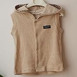 StudioPOPPOオーガニックコットン ベロアフード付きベスト(ブラウン)80㎝