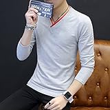Gaosa メンズ　薄地 　トップス 　スリム Vネック 長袖 シンプル Tシャツ 無地 カジュアル シャツ (3XL, グレー)