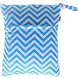 Damero Cute Travel Baby Wet and Dry Cloth Diaper Organizer Bag (Large, Blue Chevron) by Damero