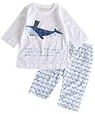 【あるこんたるこん】ルームウェア クジラ ベビー キッズ 男の子 7分袖 シャツ パジャマ ハーフパンツ (130)