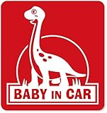 imoninn BABY in car ステッカー　【マグネットタイプ】　No.70　ブラキオサウルスさん　（赤色）