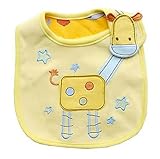 Reedoo 赤ちゃん コットン よだれかけ 防水　生地 綿 ベビー スタイ ビブ　保育園準備に お食事スタイ　動物柄　 かわいい　 ベビー用品　子供　男の子 女の子　タオル パイル　新生児　（キリン