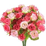 gtidea 2pcs Artificial Flowers Bouquetsシルク21 Heads miniダイヤモンドバラホームガーデンオフィスダイニングルームウェディングデコレーション レッド 